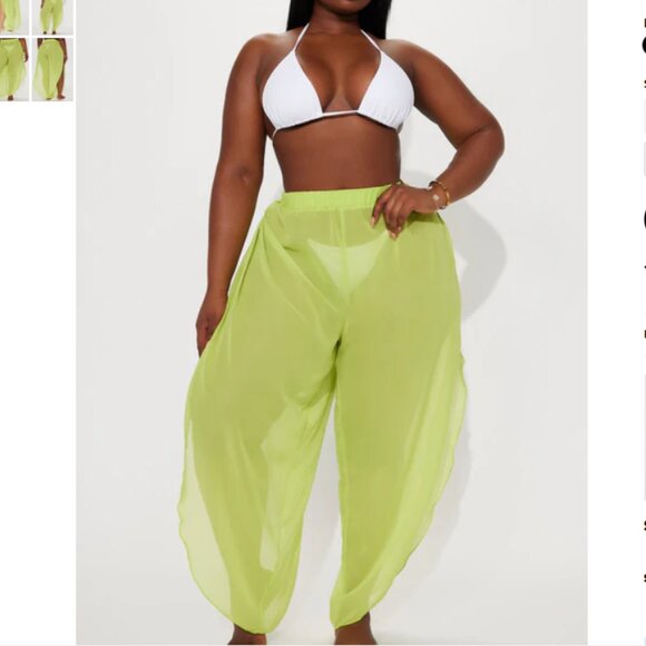 Breezy Summer Days Cover Up Pant - Lime - Picture 2 of 4